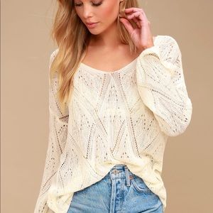 Sheer Ivory Bell-Sleeve Sweater